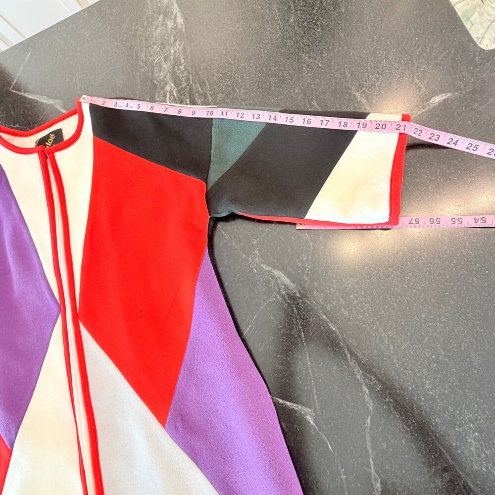 Vintage Chloe Paris Mod Colorblock Swing Coat Designer Trapeze M - Picture 10 of 12